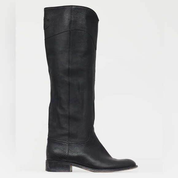 CHANEL Shoes - Chanel Interlocking CC Logo Black Leather Knee High Tall Riding Boots